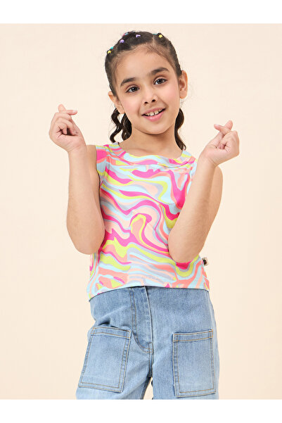 Stylo Bug By Styli بلوزة بدون أكمام مطبوعة بنقشة تجريدية للبنات