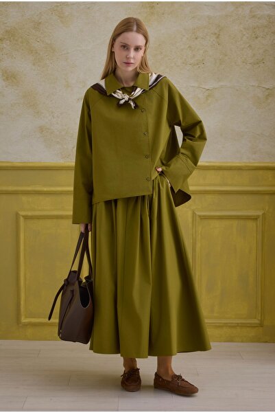 HEQA 100% Βαμβάκι διπλό πέτο Πουκάμισο Πράσινο Λαδί