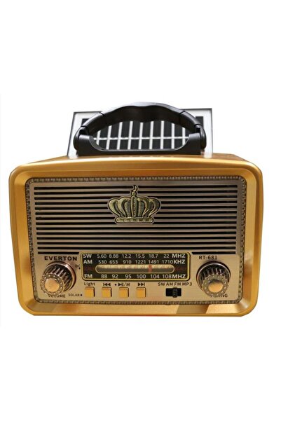 Everton RT-681 Solarlı,Ledli, Şarjlı Nostaljik Radyo (FM-AM-SW-USB-TF)