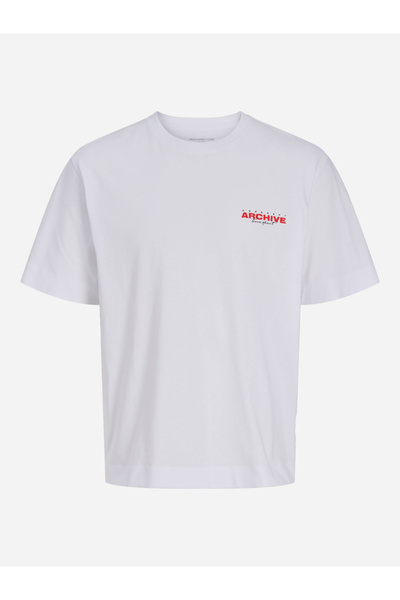 Jack & Jones White Back Graphic Print Crew Neck T-Shirt