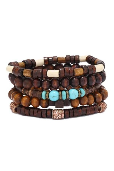 OutfitModa Set Brățări Bărbați din Mărgele Naturale Stil Urban Casual Accesor...