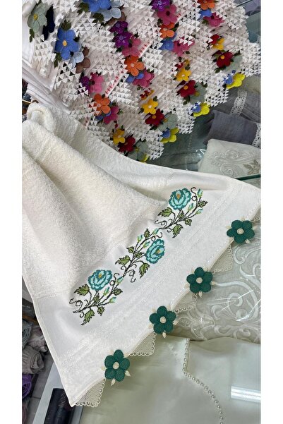 AHSEN TASARIM TEKLİ MAKİNE İŞİ KANAVİÇE GÖRÜNÜMÜNDE SUNİ İPTEN İĞNE OYALI EL ...