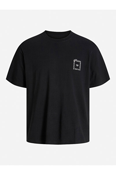 Jack & Jones تي شيرت أسود بطبعة جرافيكية ورقبة دائرية