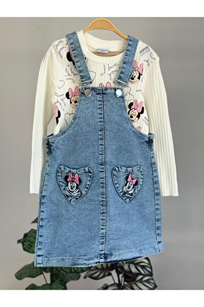 LİLLYPİCCA Devojački štampani rebrasti Badi i vezeni traper Salopet set