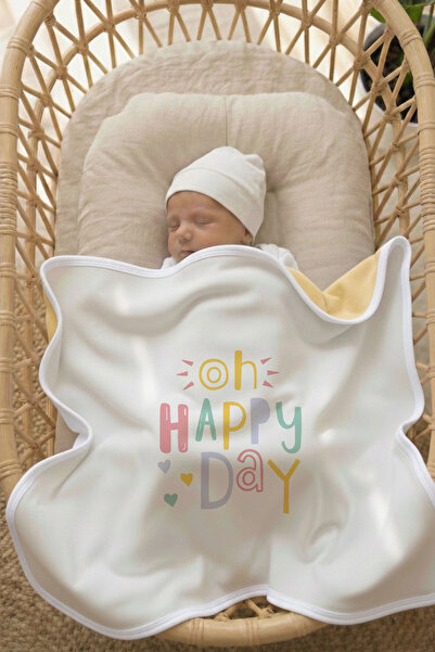 Messido Plus Reversible - Interlock Baby B Blanket I 80X80Cm - Happy Day