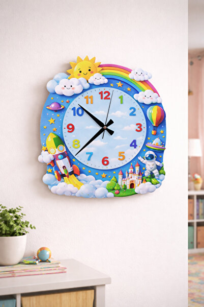 RARE DESIGN'S Minik Galaksi - Renkli Uzay Temalı Dekoratif Çocuk Odası Saati ...