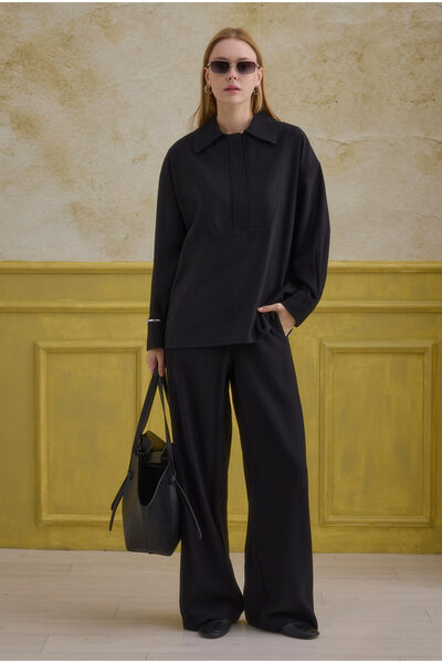 HEQA detaliu cu fermoar Cămașă neagră