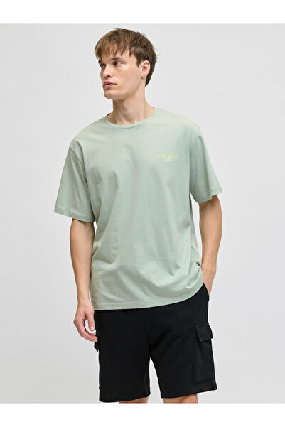 REBEL By Styli Green Cotton Crew Neck T-Shirt