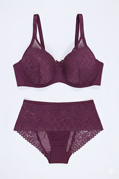 TILSIM UNDERWEAR B Cup Lace Piece Non-Padded Bra Set 410