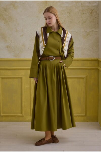 HEQA bumbac 100% Fustă Verde Ulei