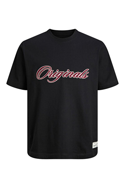 Jack & Jones تيشيرت أسود مطرّز من ماركة Originals برقبة دائرية