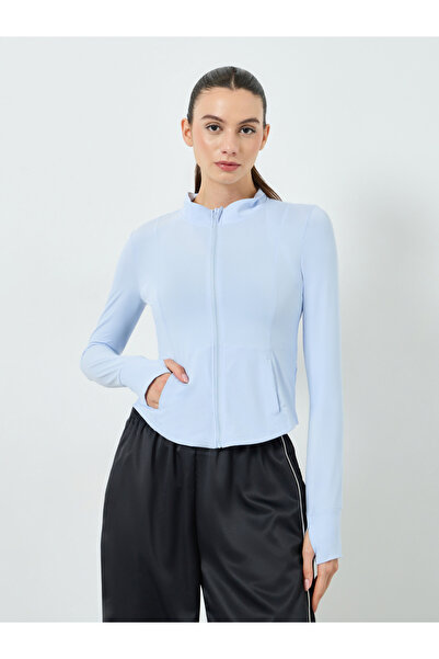 Styli Blue Lightweight Thumbhole Detail Full Zip Up Jacket