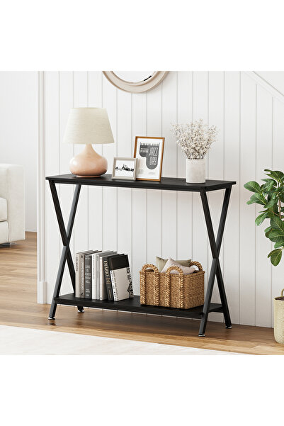 Garvee Console Tables for Entryway, 2-Tier Behind Couch Table with Shelves, N...