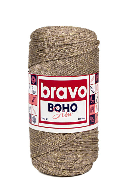 Bravo لمّاع بوليستر مكرمية رقم:4 040A مينك جولد سيم 2 مم - 200 جرام - 270mt س...