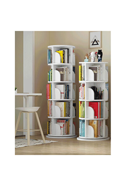 Bortis Etajera/Raft rotativ de carti , alb , 158x50,5 cm, 5/4 rafturi,