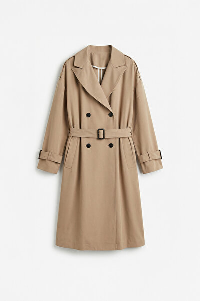 ALLDAY Bej-Apoletli Uzun Trençkot