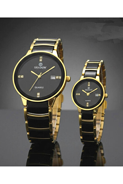SHADOW Luxury Couple Watch Set - Matching Stainless Steel Quartz Wristwatches...