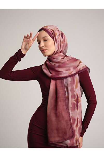 Ayshara Ancient Hats Patterned Double-Sided Shawl - Dark Pink