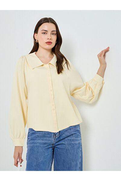 Styli Yellow Buttoned Shirt with Spread Collar