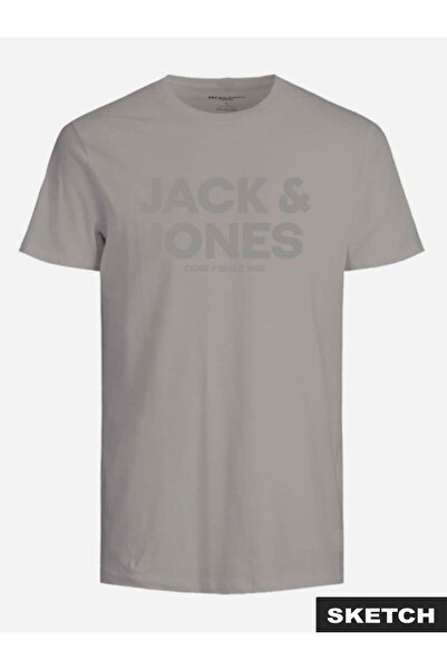 Jack & Jones تيشيرت بني اللون بياقة دائرية وطبعة شعار