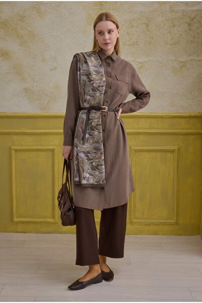 HEQA Κομματιασμένο πουκάμισο Μοντάλ με κέλυφος φουντουκιού