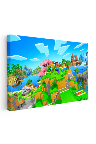 oppanimor Kanvas Tablo Agalarla Keşif Minecraft Tablosu Ev Ofis Salon Duvar D...