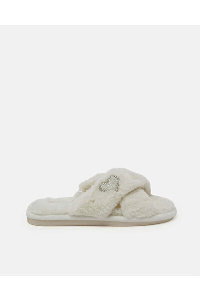 REDTAG Women White Heart Trim Mule Slippers