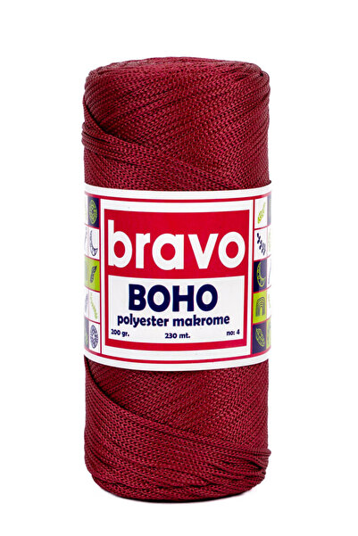 Bravo Polyester Macramé No:4 - Burgundy 113 Polyester Macramé Thread - 200 Gr...