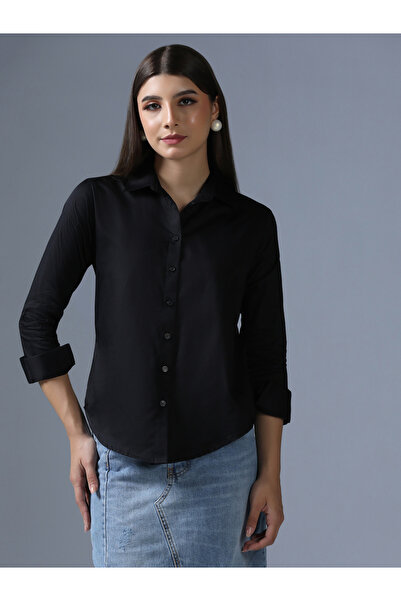 TAHVO By Styli Black Cotton Long Sleeve Shirt