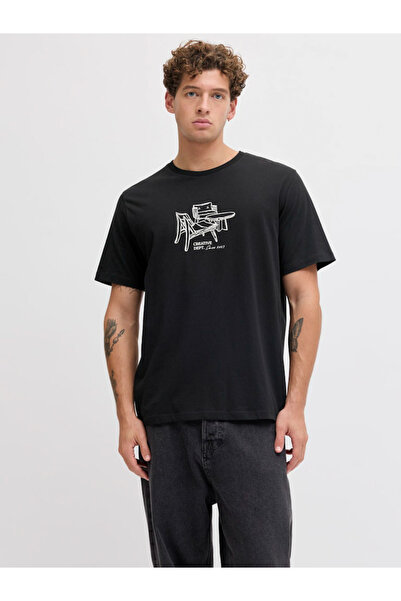 REBEL By Styli Black Graphic Print Casual T-Shirt