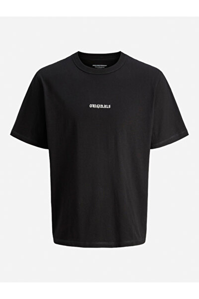 Jack & Jones Black Minimal Print Crew Neck T-Shirt