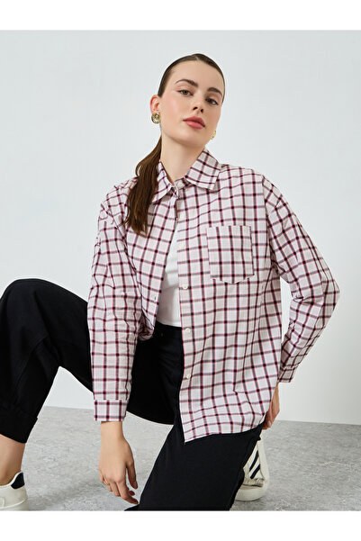 Styli Red Plaid Casual Oversized Shirt