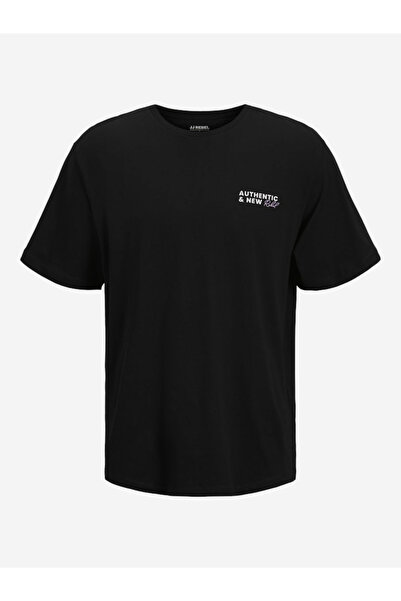 REBEL By Styli Black Cotton Crew Neck T-Shirt
