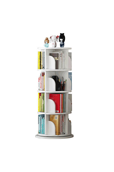 Bortis Etajera/Raft rotativ de carti , alb , 158x50,5 cm, 5/4 rafturi,