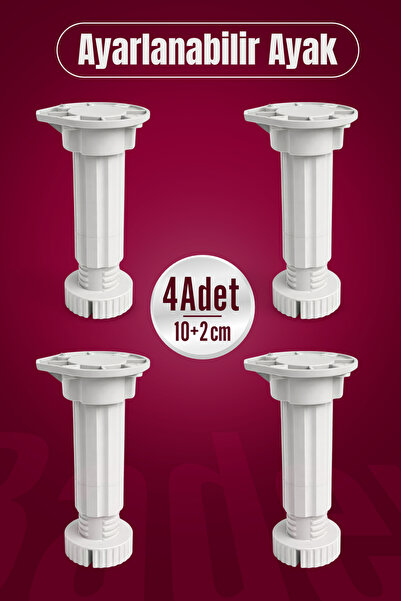 Badem10 Ρυθμιζόμενα 4 τεμάχια (10+2 εκ.) Πλαστικά πόδια για ντουλάπια, έπιπλα...