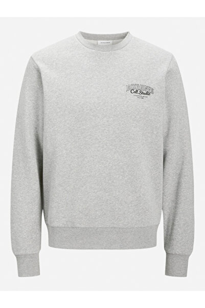 Jack & Jones Grey Printed Round Neck Sweatshirt