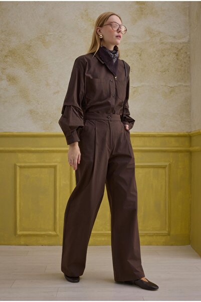 HEQA bumbac 100% Pantaloni maro