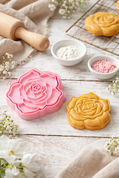 Onflow قالب كوكيز على شكل وردة بثلاثة أحجام - مجموعة بنقشة زهور قوالب وختم - ...