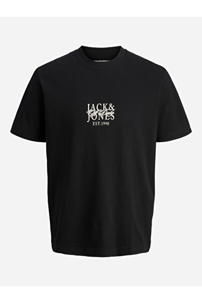 Jack & Jones تيشيرت أسود برقبة دائرية وطبعة خلفية