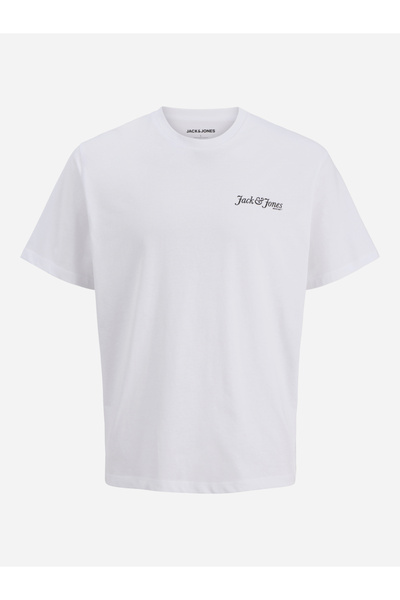 Jack & Jones تي شيرت أبيض ذو قصة عادية بياقة دائرية