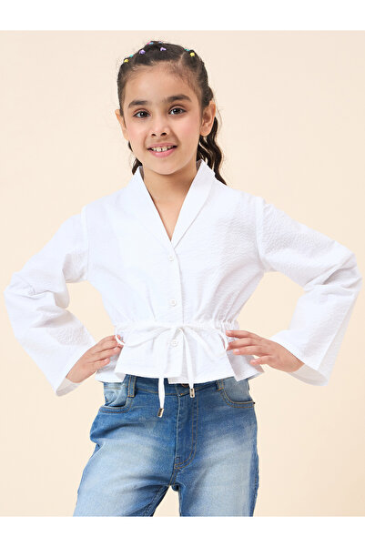 Stylo Bug By Styli بلوزة قطن بيضاء برباط عند الخصر للبنات