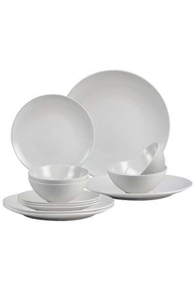Cesiro Set de 12 farfurii pentru 4 persoane, Alb-Zăpadă, Cesiro, Alb Mat