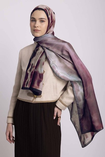 Ayshara Ancient Hats Patterned Double-Sided Shawl - Burgundy