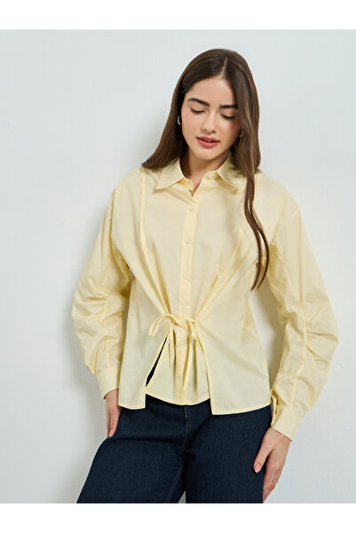 Styli Yellow Front Tie Loose Fit Shirt