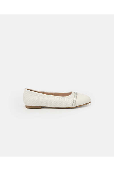 REDTAG Girls Cream Textured Ballerinas