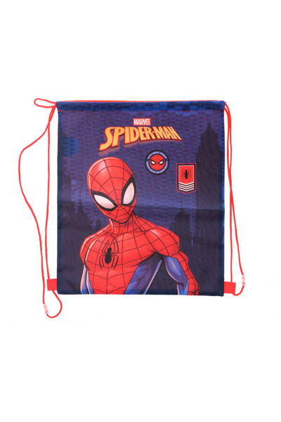 Disney Spiderman Polyester Bag, With Great Power, Blue and Red, 40 x 34 cm