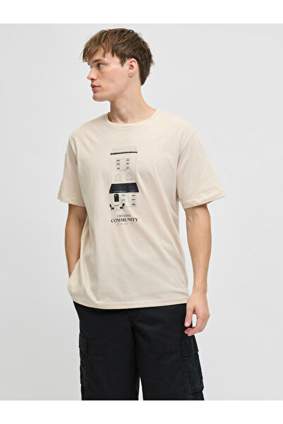 REBEL By Styli Cream Graphic Print Cotton T-Shirt