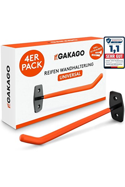 Gakago Set of 4 wall mounts for rims, metal, black/orange, 26 x 9 x 5 cm