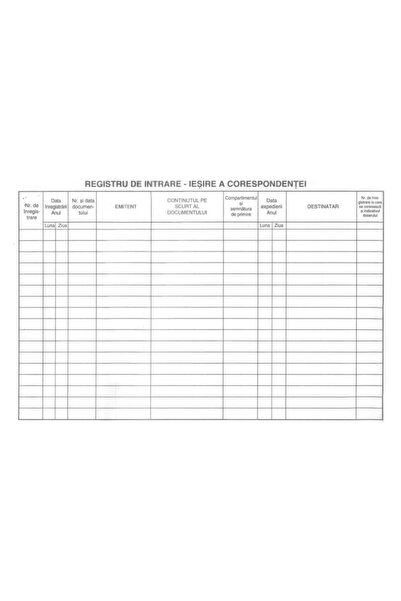 BiroCo Registru de intrare-ieșire, BiroCO, 100 coli/bloc, A4, orizontal, 60 g/m²