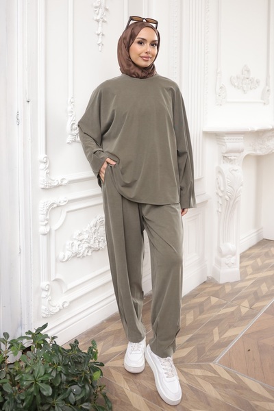 İmajButik Σετ Παντελόνι Χακί Τουνίκ